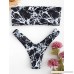 ZAFUL Women Strapless Marble Print High Cut Two Piece Bandeau Bikini Set Black B07M7S9X69